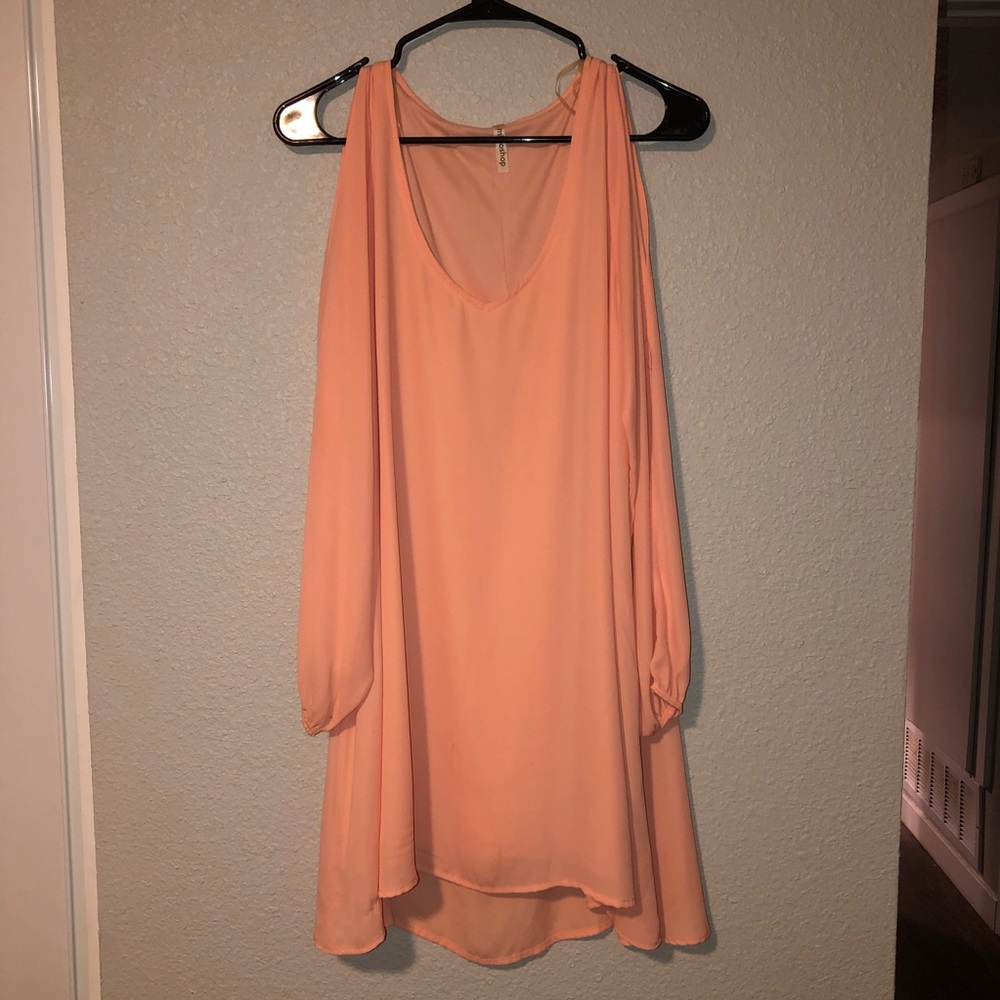 Soft Peach Long Sleeve Dress